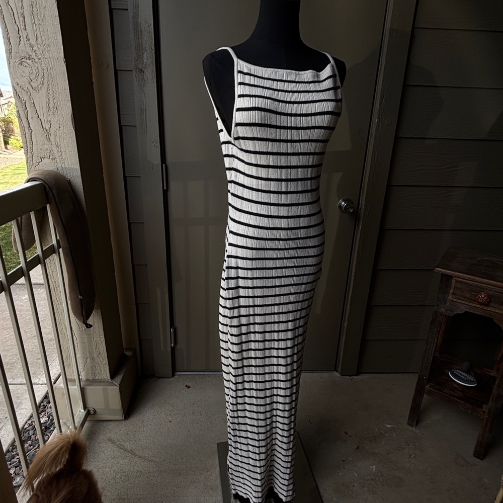 H&M Black and White Striped Maxi Dress
